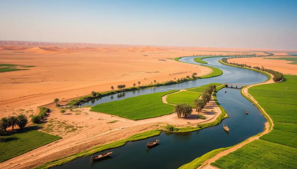 Nile River, a vital water source for agriculture in North Africa